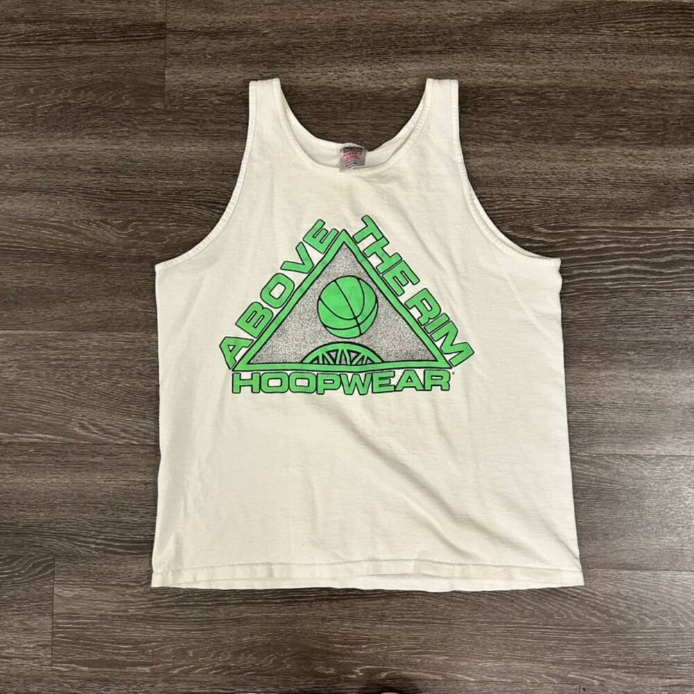 Vintage Above the‎ Rim Hoopwear Tank Top Oneita Power-T White Green XL 46–48 EUC